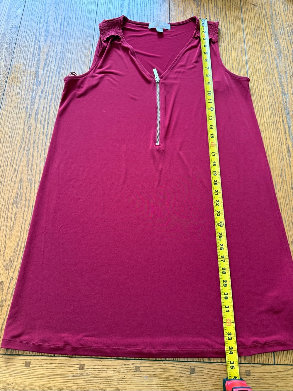 Michael Kors Sleeveless Zip-Front Tank Top in Burgundy